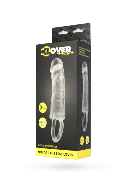 НАСАДКА TOYFA XLOVER INCREASE+ ДЛЯ УВЕЛИЧЕНИЯ РАЗМЕРА, С КОЛЬЦОМ, TPE, ПРОЗРАЧНАЯ, 14 СМ