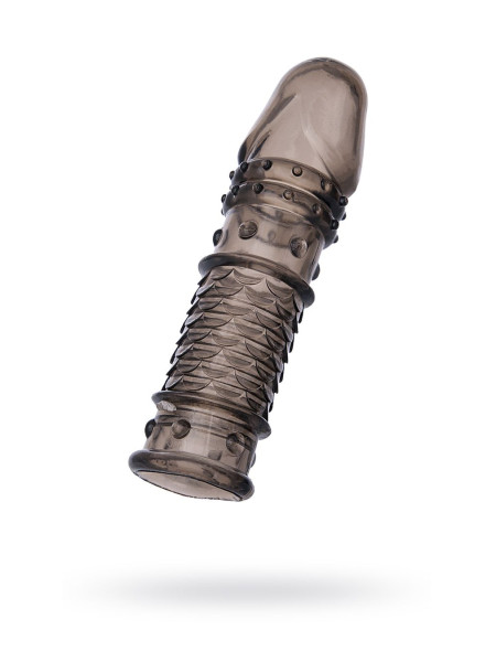 Насадка на пенис XLover by TOYFA, для увеличения размера, TPE, черный прозрачный, 13,5 см