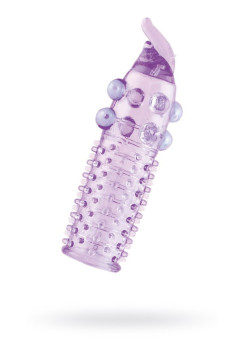 Насадка на пенис с шариками TOYFA Basic, TPE, фиолетовый, 13 см