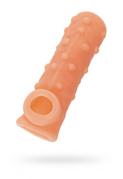 НАСАДКА KOKOS РЕАЛИСТИЧНАЯ С ДОПОЛНИТЕЛЬНОЙ СТИМУЛЯЦИЕЙ, TPE, ТЕЛЕСНАЯ, 10 СМ