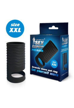 Открытая насадка на пенис с кольцом для мошонки (XXL) L 94 мм D 39 мм