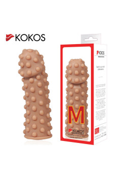 Насадка на фаллос с бугорками по поверхности размер M, KOKOS, длина 14.70 см, диаметр 4.30 см