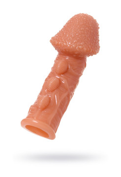 Насадка реалистичная KOKOS EXTREME SLEEVE 09-M с дополнительной стимуляцией, TPE, телесная, 14.7 см