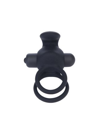 Эрекционное кольцо на пенис Lovetoy, 10 режимов вибрации, силикон, черное, Ø3,5 см