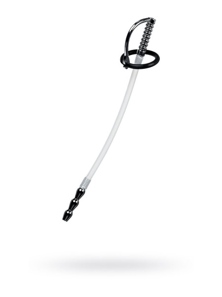 Уретральный катетер Metal by TOYFA, со сменными фиксирующими кольцами, силикон, серебряный, 23 см