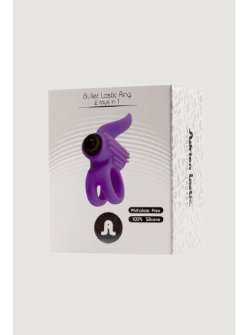 Bullet Lastic Ring Эрекционное кольцо с подхватом мошонки и стимуляцией клитора фиолетовое Adrien Lastic , c вибрацией, длина 7.00 см, диаметр 5.70 см