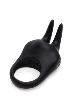 Эрекционное кольцо Fifty Shades of Grey Sensation с вибрацией, черное с кроликом