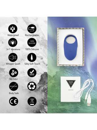 Кольцо эрекционное с вибрацией Thor Cockring Blue синее для мужчин