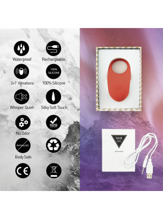 Кольцо эрекционное с вибрацией Thor Cockring Red красное для мужчин