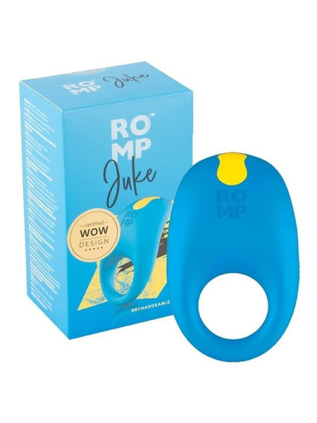 Эрекционное кольцо Romp Juke с вибрацией, синее