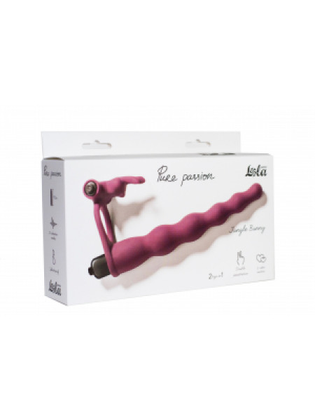 Вибронасадка для двойного проникновения Pure Passion Bunny Wine red 