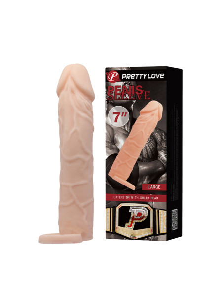 Насадка реалистик закрытая Penis sleeve 7 удлинитель Baile Pretty Love, длина 18.00 см, диаметр 3.60 см