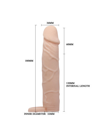 Насадка реалистик закрытая Penis sleeve 7 удлинитель Baile Pretty Love, длина 18.00 см, диаметр 3.60 см