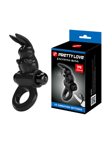 Exciting ring Эрекционное кольцо со стимулятором клитора в виде кролика Pretty Love, c вибрацией, длина 9.20 см, диаметр 2.40 см 