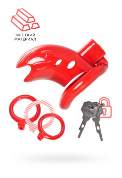 Пояс верности мужской Black&Red by TOYFA, ABS пластик, красный, 10 см