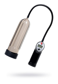 Помпа для пениса Sexus Men Expert, полуавтоматическая, с манометром, ABS пластик, черная, 27 см, Ø 7