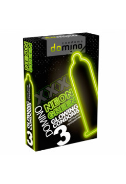 ПРЕЗЕРВАТИВЫ DOMINO NEON GREEN со смазкой светящийся в темноте 
