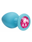 Анальная пробка Emotions Cutie Large Turquoise pink crystal длина: 9 Макс ширина: 4,2