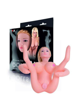 КУКЛА НАДУВНАЯ LILIANA С РЕАЛИСТИЧНОЙ ГОЛОВОЙ, TOYFA DOLLS-X, БЛОНДИНКА, С ДВУМЯ ОТВЕРСТИЯМИ, КИБЕР