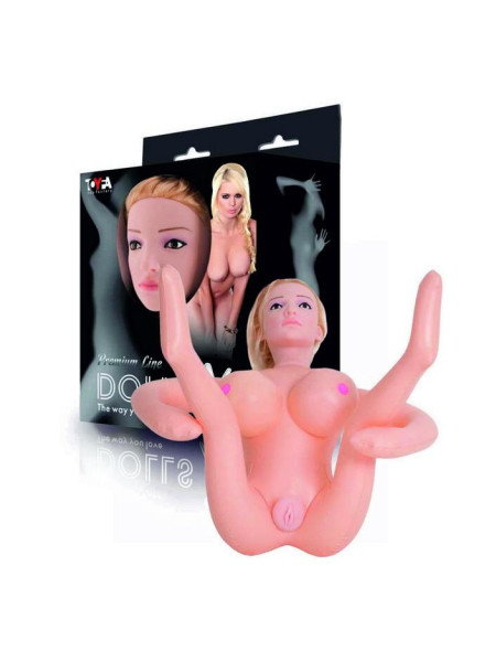 КУКЛА НАДУВНАЯ LILIANA С РЕАЛИСТИЧНОЙ ГОЛОВОЙ, TOYFA DOLLS-X, БЛОНДИНКА, С ДВУМЯ ОТВЕРСТИЯМИ, КИБЕР