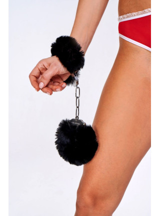 Дерзкие наручники с пушистым черным мехом (Be Mine)