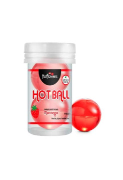 Лубрикант AROMATIC HOT BALL на масляной основе в виде двух шариков с ароматом клубники.