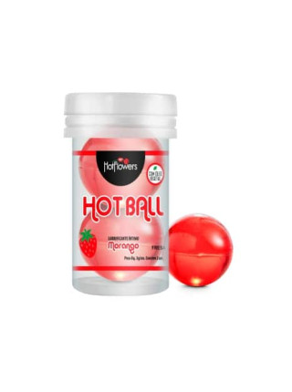 Лубрикант AROMATIC HOT BALL на масляной основе в виде двух шариков с ароматом клубники.