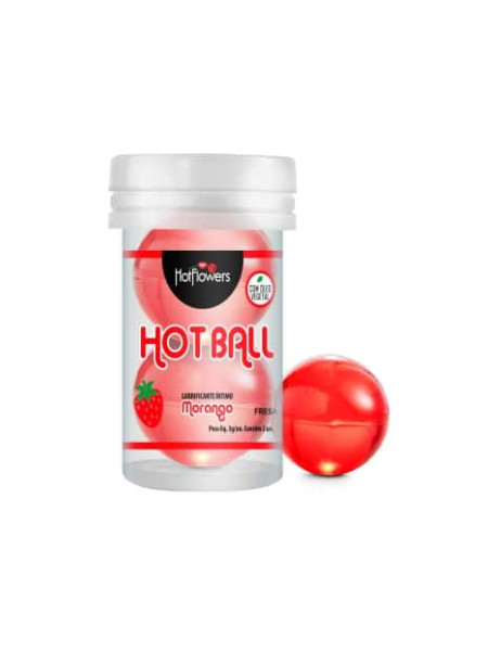 Лубрикант AROMATIC HOT BALL на масляной основе в виде двух шариков с ароматом клубники.