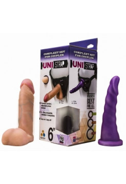 Комплект UNI STRAP 6 HARNESS BEST OF ALL: трусики с двумя насадками для страпона L 175 мм, D 40 мм / L 180 мм, D 35 мм