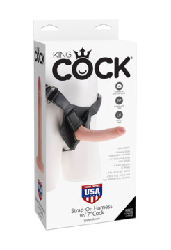 Страпон Harness со съемной насадкой на регулируемых ремнях King Cock 7 Pipedream, длина 17.80 см, диаметр 4.10 см 