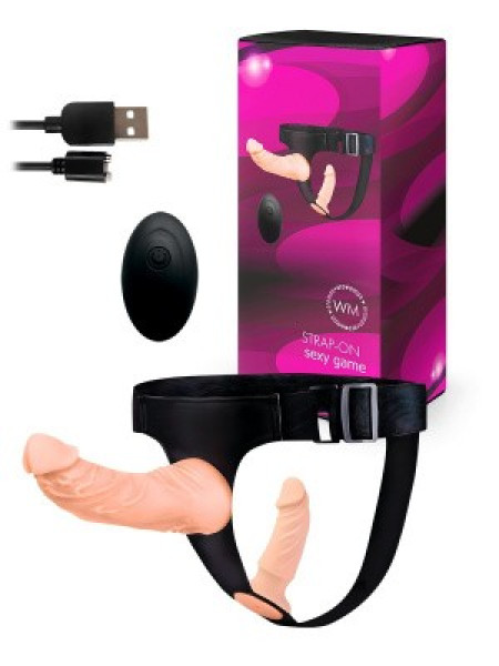 СТРАПОН С ВИБРАЦИЕЙ 10 режимов вибрации L 200x125 мм D 50x32 мм, дистанционный пульт