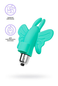 Вибронасадка-бабочка на палец Eromantica Butterfly, силикон, мятная, 10 см