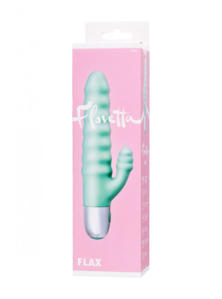 РЕЛЬЕФНЫЙ ВИБРАТОР С КЛИТОРАЛЬНОЙ СТИМУЛЯЦИЕЙ FLOVETTA FLAX, СИЛИКОН, ГОЛУБОЙ, 17,5 СМ 10 режимов вибрации