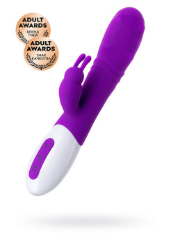 Вибратор c клиторальным стимулятором JOS TATY с пульсирующими шариками, силикон, фиолетовый, 21,5 см