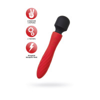 Двусторонний вибромассажер Black&Red by TOYFA, силикон, красный, 21 см