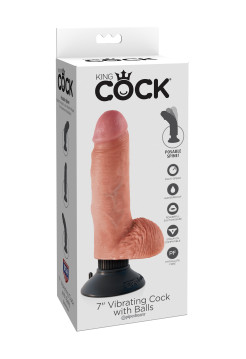 Вибромассажер 3в1 на съемной присоске 7 Vibrating Cock with Balls Pipedream, c вибрацией, длина 21.50 см, диаметр 4.80 см