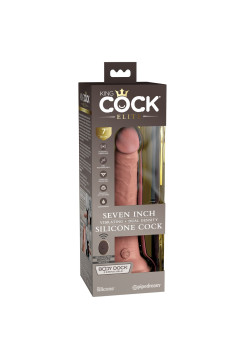 Вибромассажер-реалистик на присоске с двойной плотностью King Cock Elite 7 с пультом Pipedream, c вибрацией, длина 17.80 см 