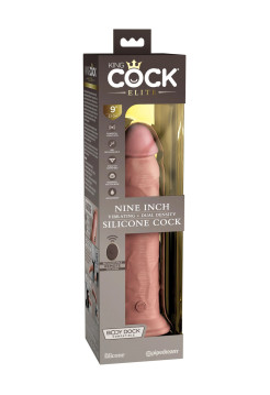 Вибромассажер-реалистик на присоске с двойной плотностью King Cock Elite 9 с пультом Pipedream, c вибрацией, длина 24.80 см, диаметр 5.00 см