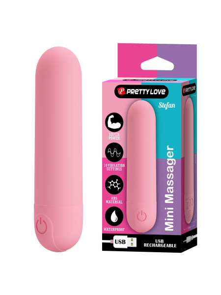 Вибропуля Stefan, нежно-розовая Pretty Love, c вибрацией, длина 8.00 см, диаметр 1.80 см 