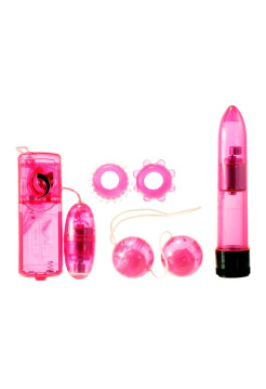 Вибромассажер для пар в наборе с насадками Me You Us Classic Crystal Couples Kit Pink