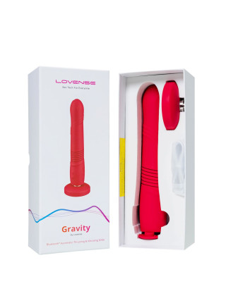 Фрикционный фаллоимитатор с вибрацией LOVENSE Gravity, красный, силикон, 25,9 см