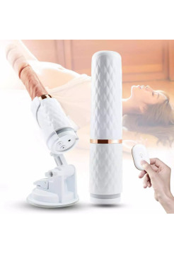 Вибратор-секс-машина телескопический с нагревом с ДУ