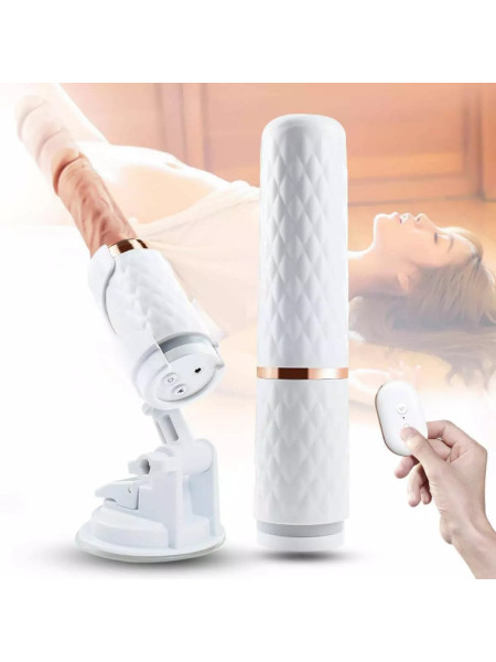 Вибратор-секс-машина телескопический с нагревом с ДУ