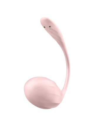 Виброяйцо Satisfyer Ribbed Petal Connect App с пультом ДУ, розовое, 7,8 см