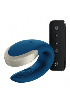 Парный вибратор Satisfyer Double Love с возможностью управления через пульт и приложение (голубой)