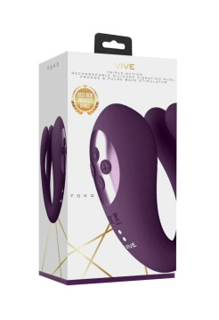 Вибромассажер Yoko тройного действие с функцией пульсации(фиолетовый)