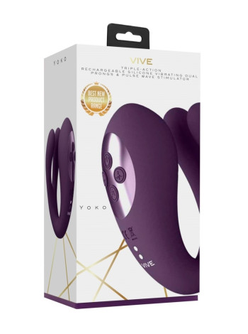 Вибромассажер Yoko тройного действие с функцией пульсации(фиолетовый)