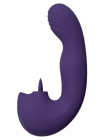 Вибромассажер Yumi с тремя моторами для точки G и мерцающим стимулятором язычка (фиолетовый)