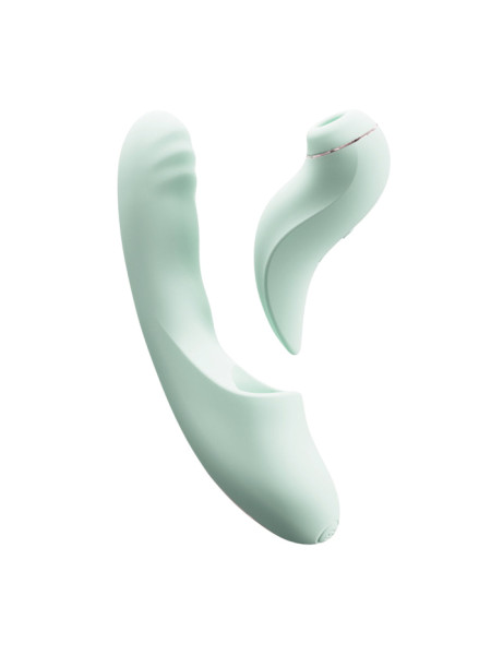 Вибратор с возвратно-поступательными движениями и вакуумом BeYourLover Fatima, мятный