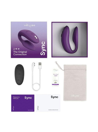 Вибромассажер для пар We-Vibe Sync NEW Purple приложение We-Connect, 10 режимов вибрации